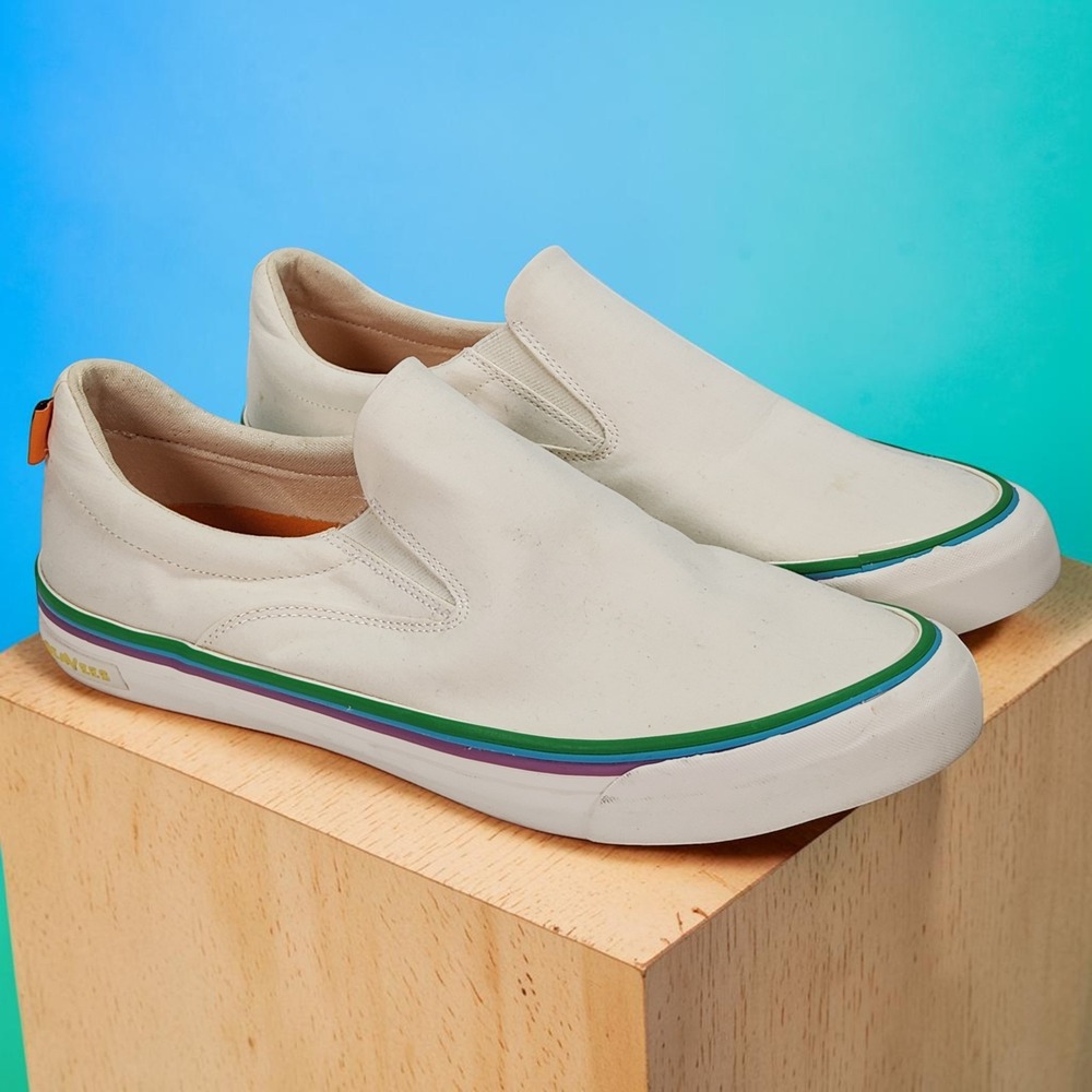 SeaVees Hawthorne Slip On Pacific Pride Sneakers Ecru Mens 12 Casual Shoes